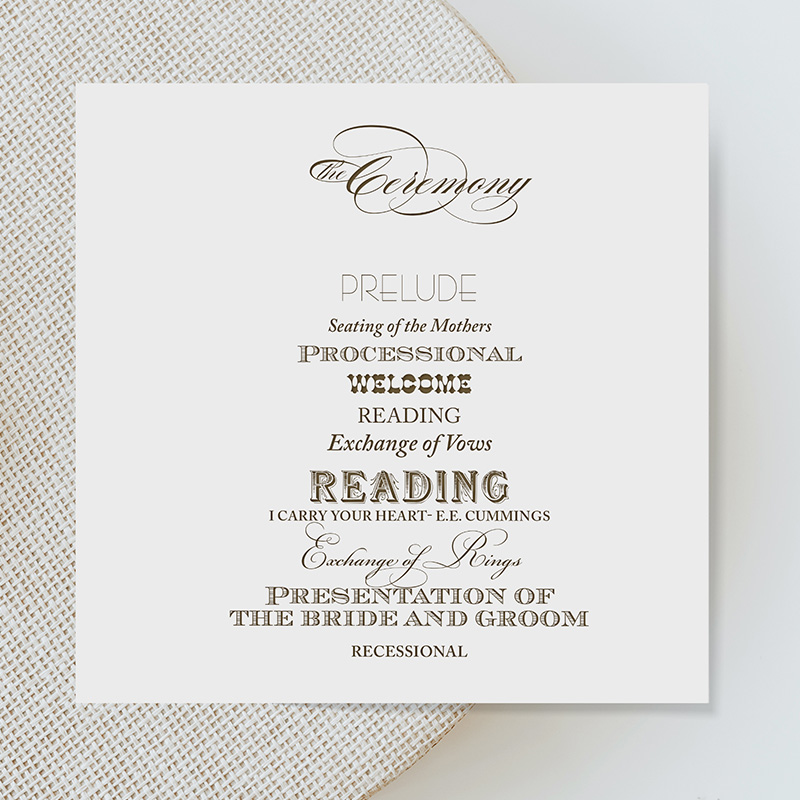 Aliya & Jordan Wedding Ceremony Program design by Jenna Spencer