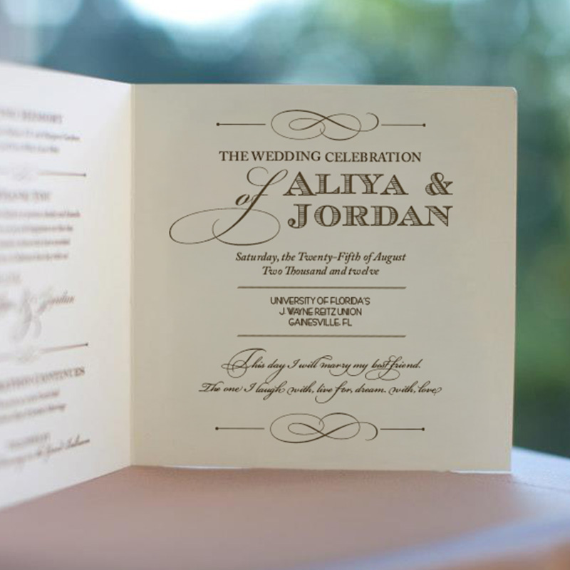 Aliya & Jordan Wedding Ceremony Program design by Jenna Spencer
