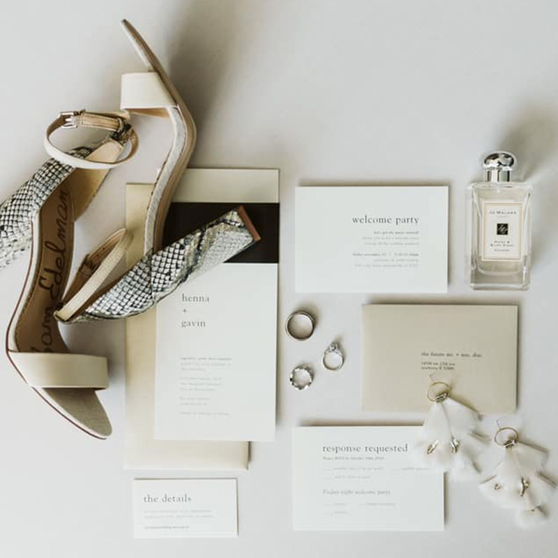 Henna & Gavin Wedding Invitation Package design by Jenna spencer