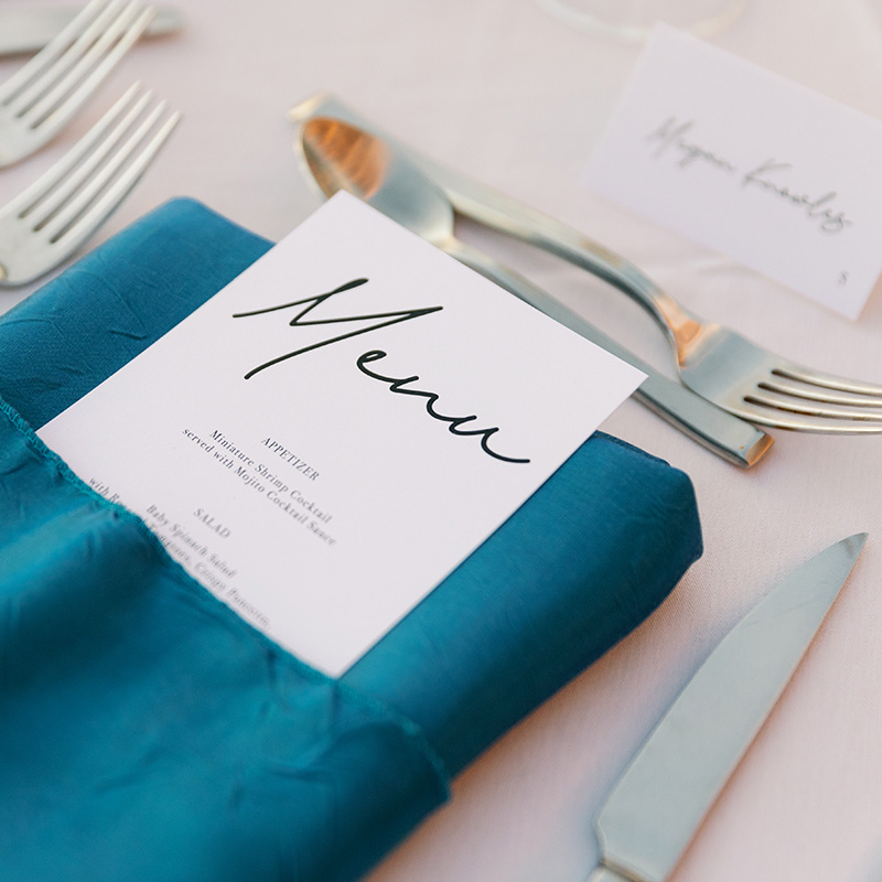 Janeen Ben Wedding Menu Cards design by Jenna Spencer