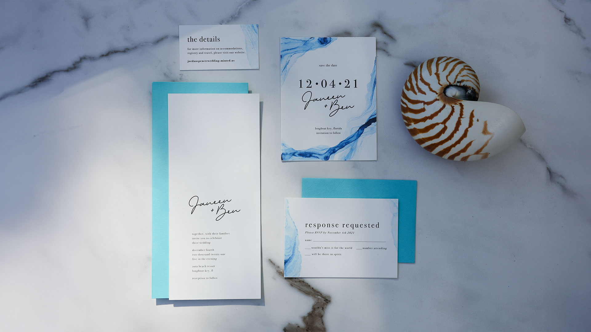 Janeen & Ben Wedding Package design by Jenna Spencer