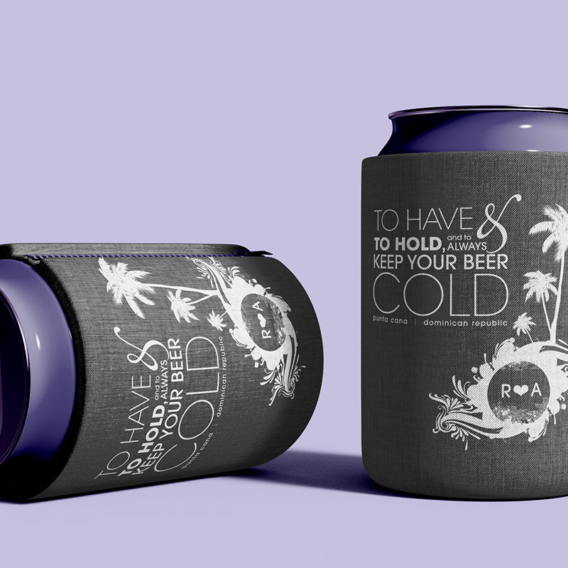 Rachel & Aaron Wedding Koozie design by Jenna spencer