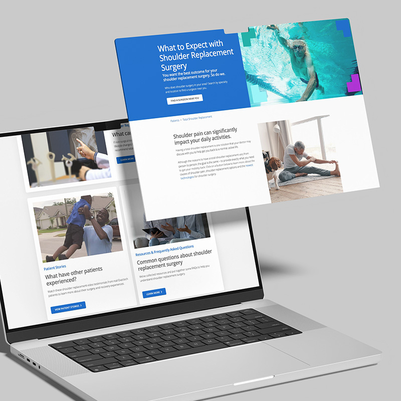 Exactech Patient Education Website pages by Jenna Spencer