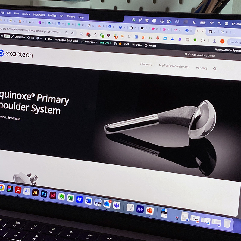Exactech Equinoxe Shoulder webpage by Jenna Spencer